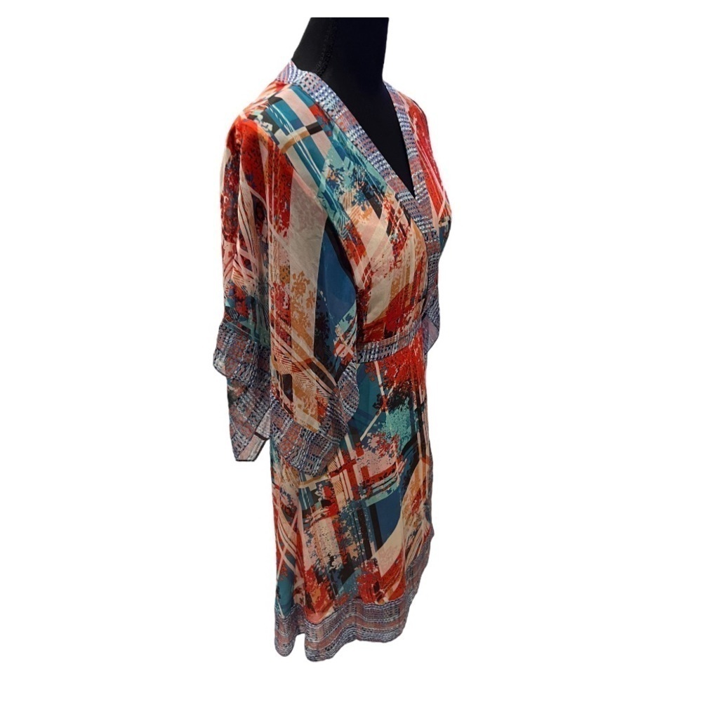 BCBGmaxazria Krystie Poppy Comb Silk Wrap Dress X-Small - Picture 2 of 10